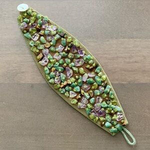 Semi Precious Stone Cuff Bracelet - Green